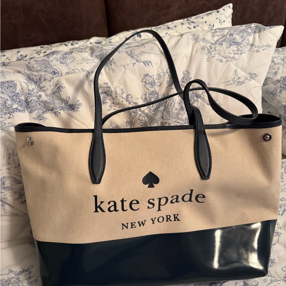 kate spade Canvas and Leather Tote - Blue and Cream
CLOSET CLEAN OUT!!!!